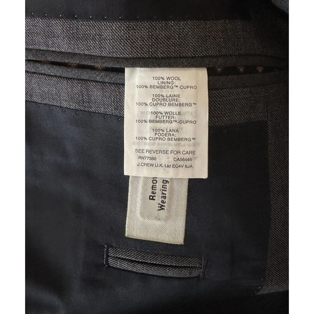 J Crew Ludlow Blazer Mens Size 40R Grey Wool Double Button Sport Jacket Coat